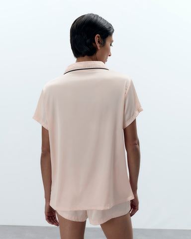 Abigail Shirt and Short Set Pale Pink/Black