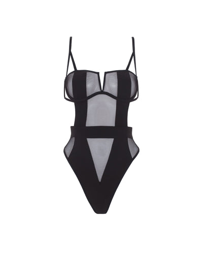 Orla Sheer Mesh Bodysuit Black