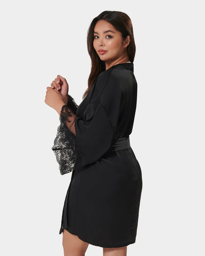 Marseille Luxury Satin Kimono Black