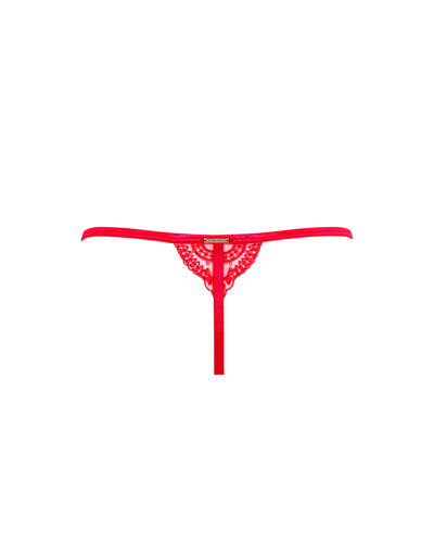 Marseille Embroidered Sheer Thong Red