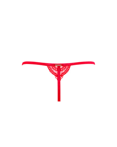 Marseille Embroidered Sheer Thong Red
