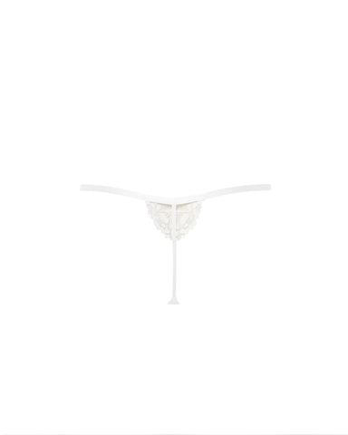 Marisa Embroidered Sheer Thong White