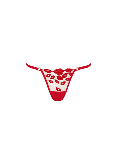 Marian Embroidered Thong Red