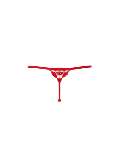 Marian Embroidered Thong Red