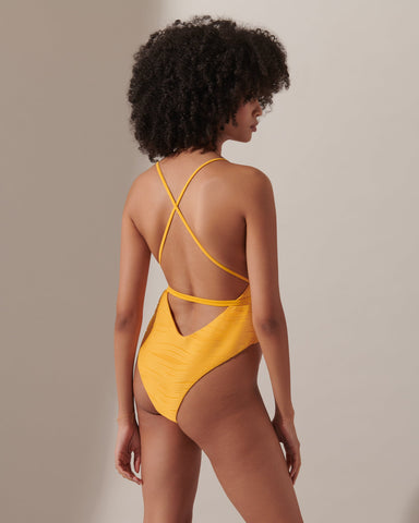 Orta Multi-Way Plunge Swimsuit Yellow