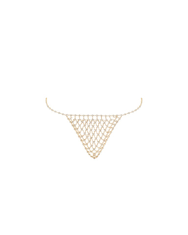 Marli Diamond Lattice Thong Gold/Clear
