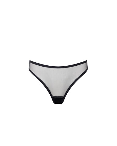 Naomi High-Waisted Mesh Thong Black