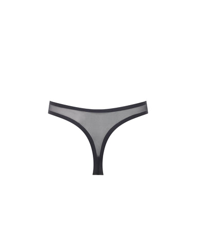 Naomi High-Waisted Mesh Thong Black