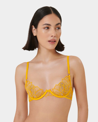Laurel Leaf Embroidered Bra Gold