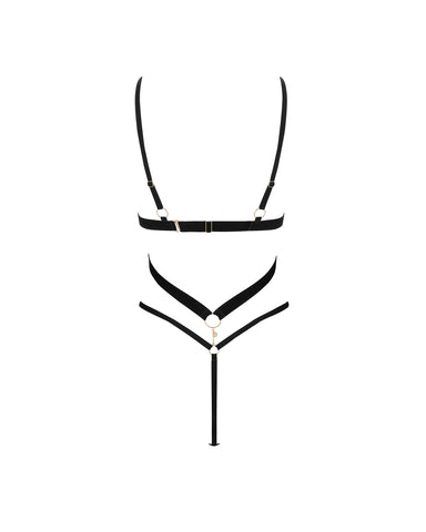 Simone Open Harness Bodysuit Black