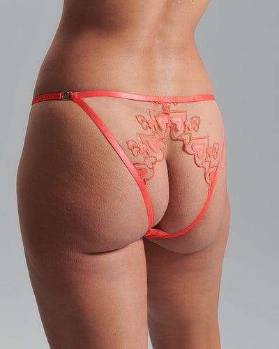 Harlow Open Back Heart Brief Coral