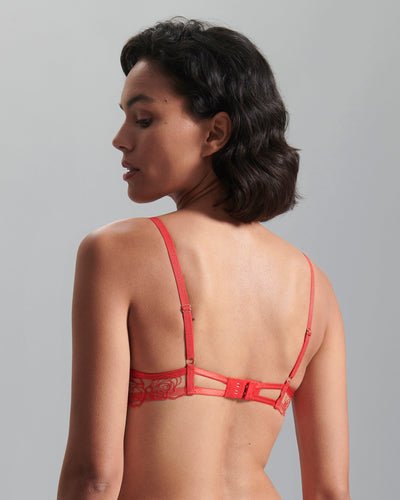 Rosalie Sheer Balcony Bra Red