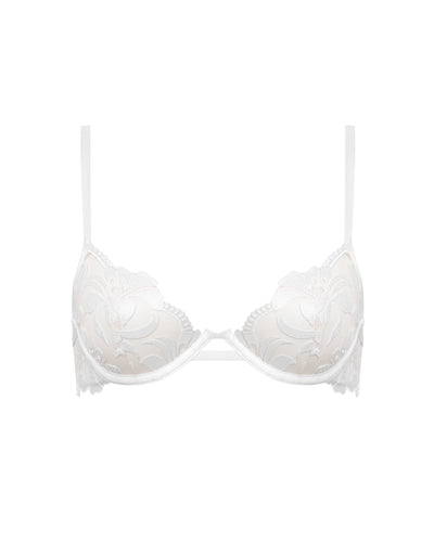 Leonora Floral Embroidered Bra White