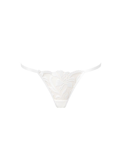 Leonora Floral Embroidered Thong White