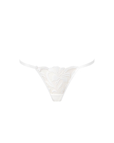 Leonora Floral Embroidered Thong White