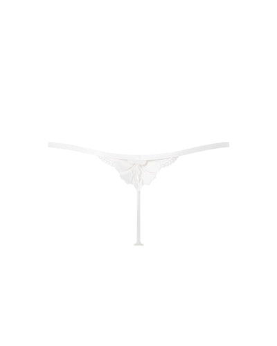 Leonora Floral Embroidered Thong White