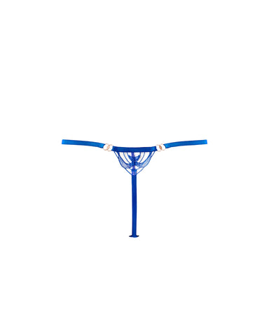 Monique Floral Embroidered Thong Blue