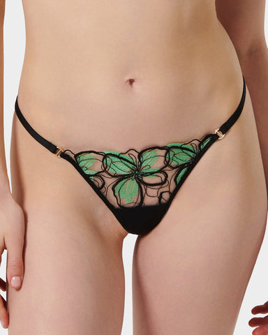 Odette Thong Black/Summer Green
