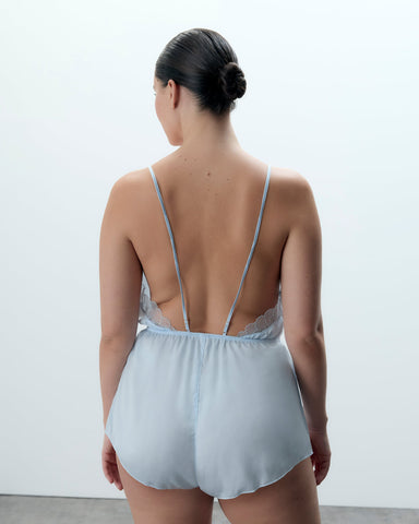 Vermont Luxury Satin Teddy Ice Water Blue