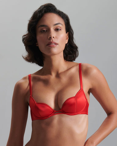 Cara Satin Bra Red