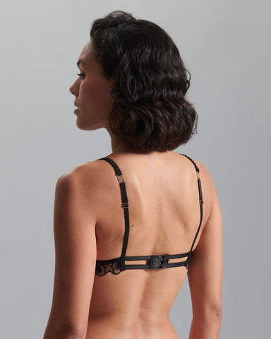 Harlow Heart Embroidered Bra Black