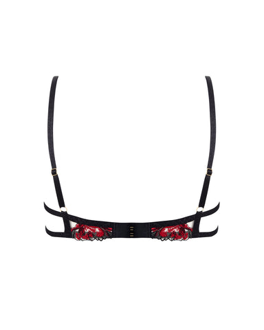 Calista Sheer Floral Bra Black/Cherry