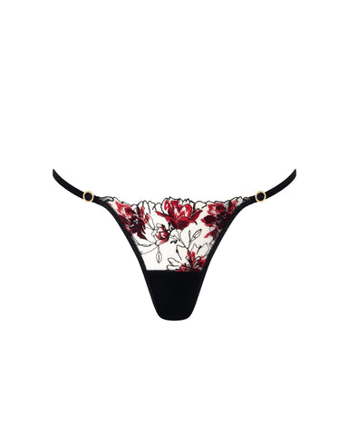 Calista Sheer Floral Brief Black/Cherry