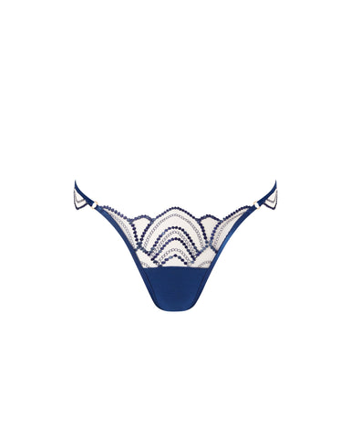 Soraya Embroidered Sheer Brief Blue