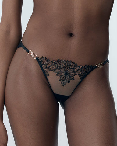 Inaya Sheer Floral Brief Black