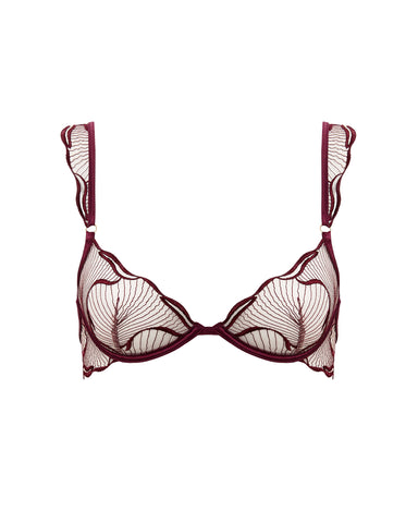 Marabel Embroidered Sheer Bra Cherry