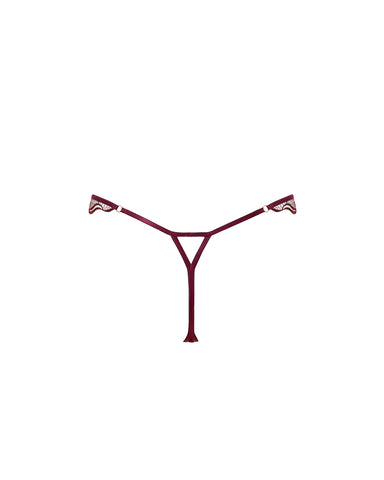 Marabel Embroidered Sheer Thong Cherry