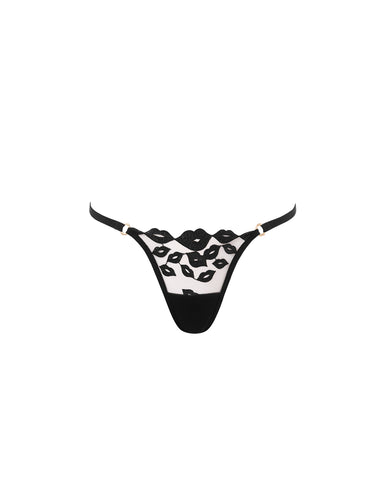 Marian Embroidered Thong Black