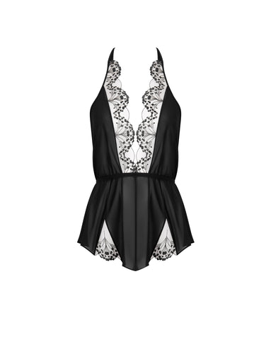 Marisa Chiffon Sheer Teddy Black