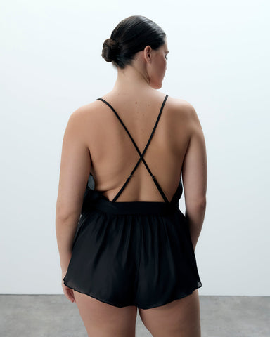 Marian Chiffon Embroidered Teddy Black