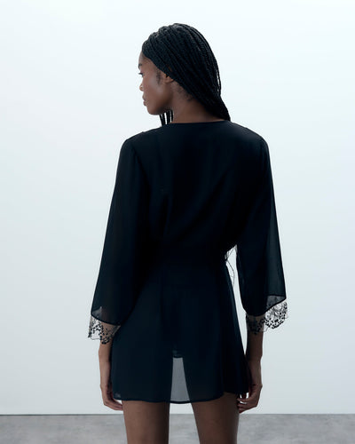 Marisa Chiffon Sheer Kimono Black