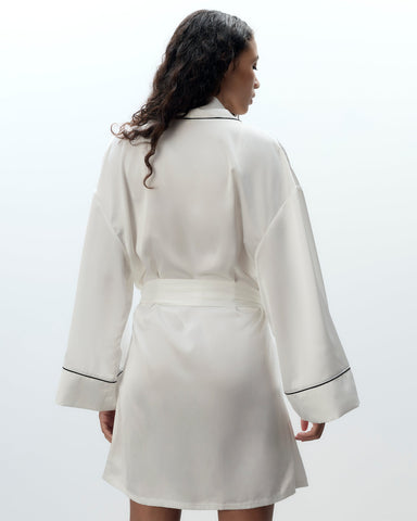 Lydia Satin Kimono Cream/Black