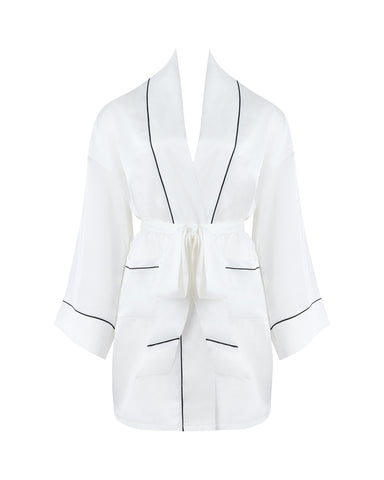 Lydia Satin Kimono Cream/Black