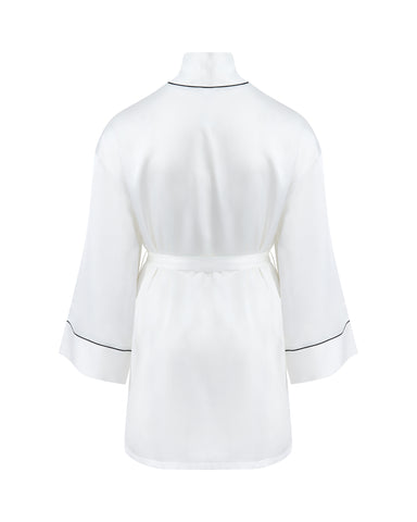Lydia Satin Kimono Cream/Black