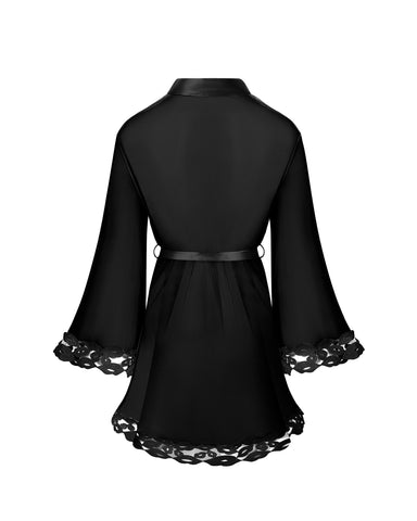 Marian Chiffon Embroidered Kimono Black