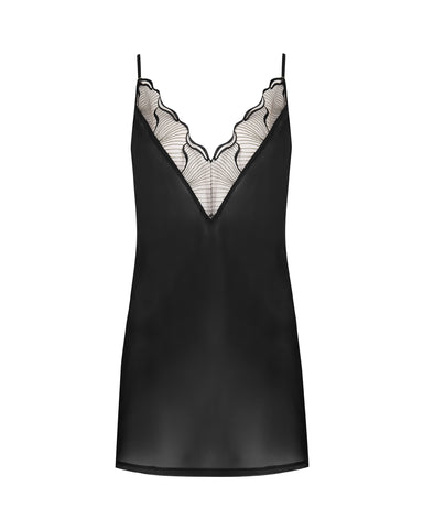 Marabel Chiffon Sheer Chemise Black