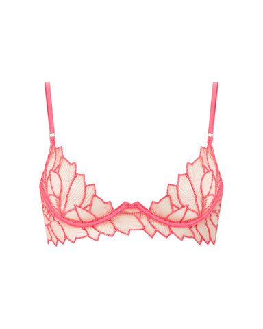 Eden Sheer Longline Bra Pink Lemonade/White