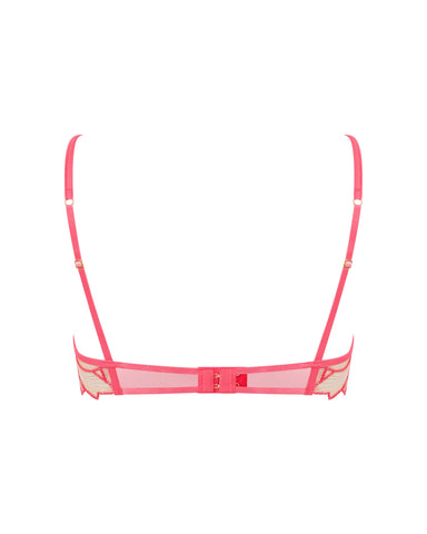 Eden Sheer Longline Bra Pink Lemonade/White