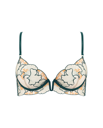 Gianna Sheer Longline Bra Green/Orange