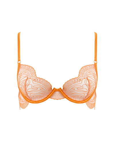 Leliana Embroidered Plunge Bra Orange Peel