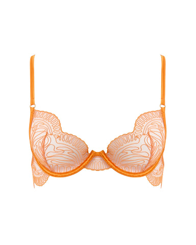 Leliana Embroidered Plunge Bra Orange Peel