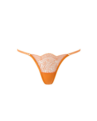 Leliana Embroidered String Thong Orange Peel