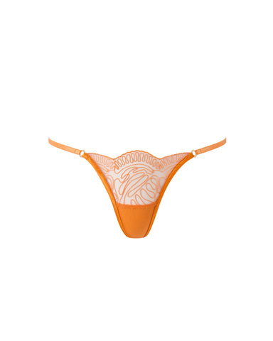 Leliana Embroidered String Thong Orange Peel