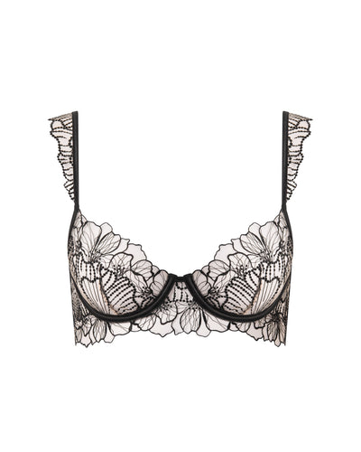 Amarosa Floral Embroidered Bra Black