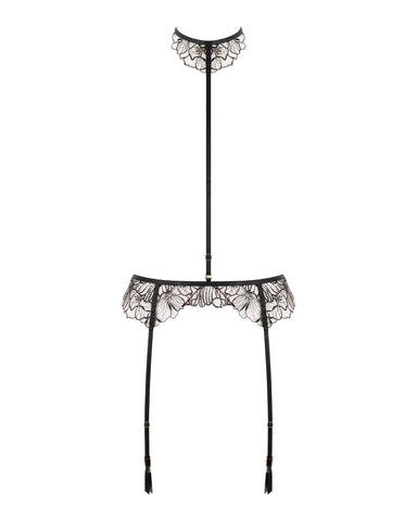 Amarosa Suspender Harness with Detachable Collar Black