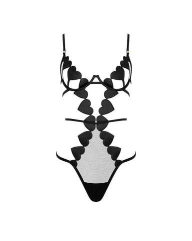 Gia Open Heart Bodysuit Black